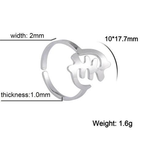 Specifications of a women's fashion ring: width 2mm, thickness 1mm, size 10x17.7mm, weight 1.6g.
