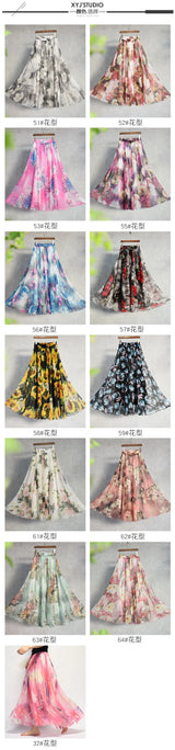 Women Boho Chiffon Long Skirt