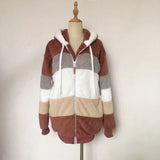 Warm Plush Patchwork Hooded Winter Coat
