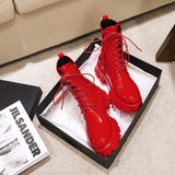 Women Patent Leather Platform Ankle Boots – High Heel Autumn Winter