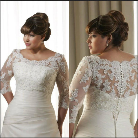 Elegant crystal beaded wedding jacket, 3/4 sleeve bolero style, showcasing intricate lace appliqué details.