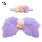 Cute purple angel feather wings with flower headband for baby girls, perfect photo prop for 0-24 months.