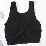 DeepVibe™ black ribbed crop top, seamless streetwear camisole for women, soft nylon and spandex blend.