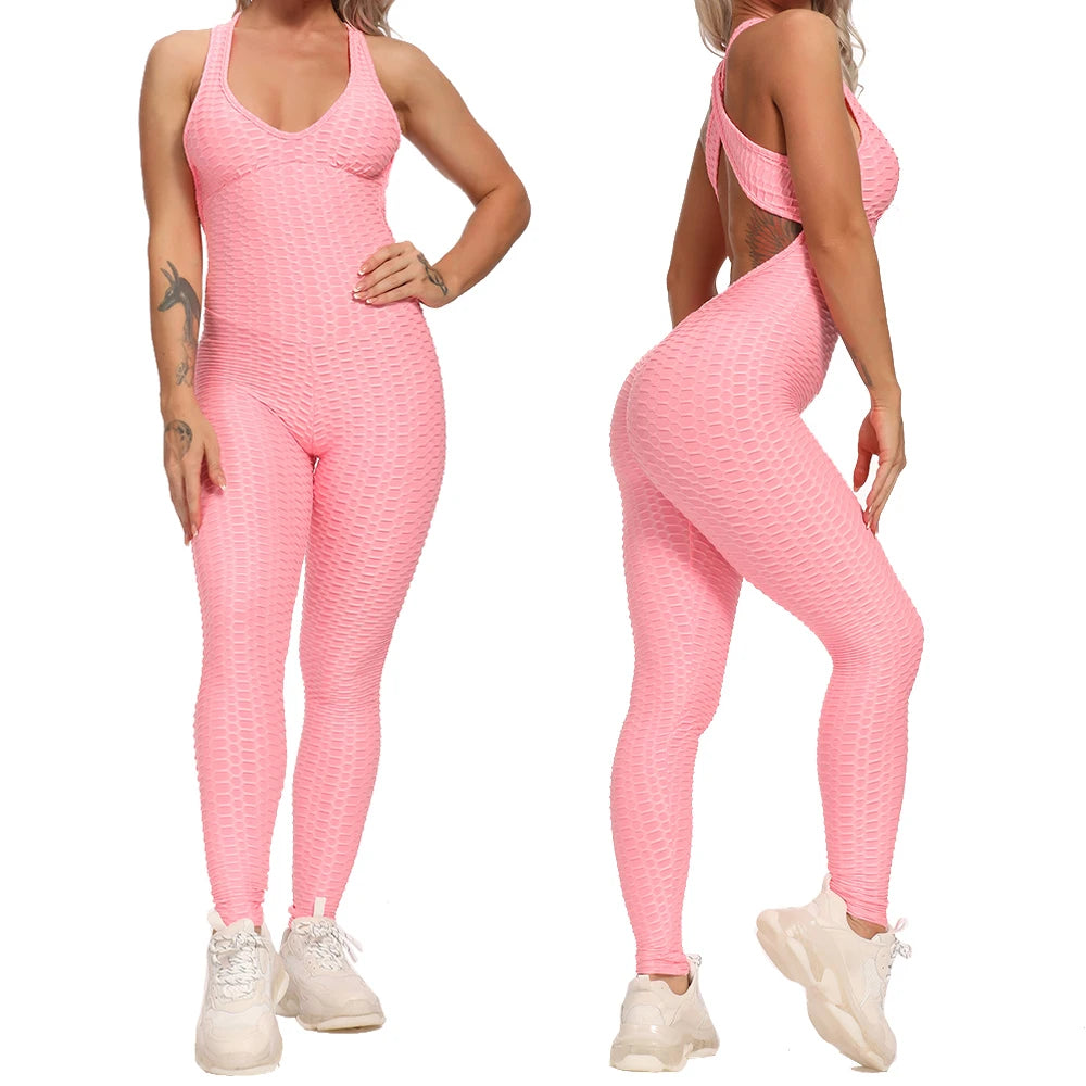 FlexFemme™ – Backless Halter Fitness Jumpsuit (Breathable, Sculpting & Supportive)