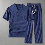 Men's Plus Size Linen Tracksuit Set
