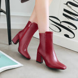 Women Side Zipper Mid-Heel Ankle Boots – Winter Casual Shoes
