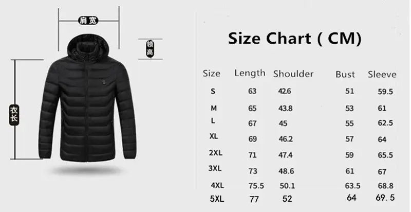 Men Heated Hooded Winter Parka