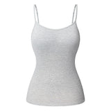 ShapeEase™ adjustable strap camisole in gray with built-in shelf bra for comfort and support.
