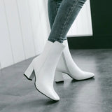 Women Side Zipper Mid-Heel Ankle Boots – Winter Casual Shoes
