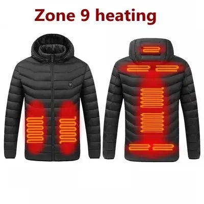 Men Heated Hooded Winter Parka
