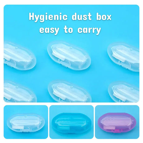 Hygienic dust boxes in blue and purple colors, easy to carry, designed for convenient storage.