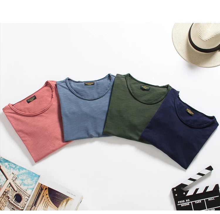 Men Cotton O-Neck Summer T-Shirt