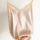 Women Lace Silk V-Neck Tank