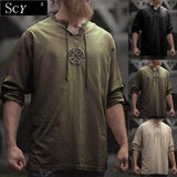 Men's Plus Size Viking Embroidered Shirt – Lace-Up