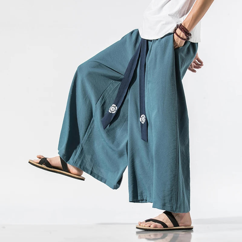 Men Wide Leg Hanfu Pants