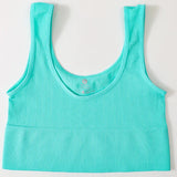 RibSculpt™ seamless ribbed camisole in teal, wireless design, ideal for fitness and summer wear.