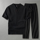 Men's Plus Size Linen Tracksuit Set