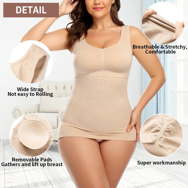Tummy Control Built‑in Bra Cami Shaper