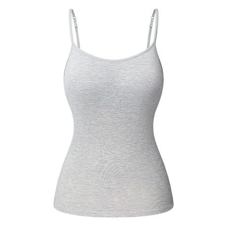Light gray ShapeEase™ camisole with adjustable straps and built-in shelf bra, perfect for comfort and fit.