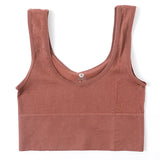 RibSculpt™ seamless ribbed camisole in terracotta, sleeveless and fitness-ready, made of nylon and spandex.