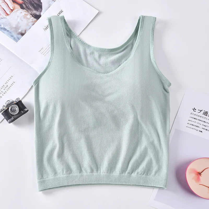 KnitMuse™ sexy knitted padded camisole in soft mint green, ideal summer lingerie for women.