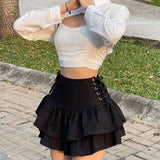 Women Goth Bandage Mini Skirt