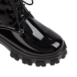 Women Patent Leather Platform Ankle Boots – High Heel Autumn Winter