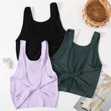DeepVibe™ seamless ribbed crop tops in black, lavender, and green for women's streetwear fashion.