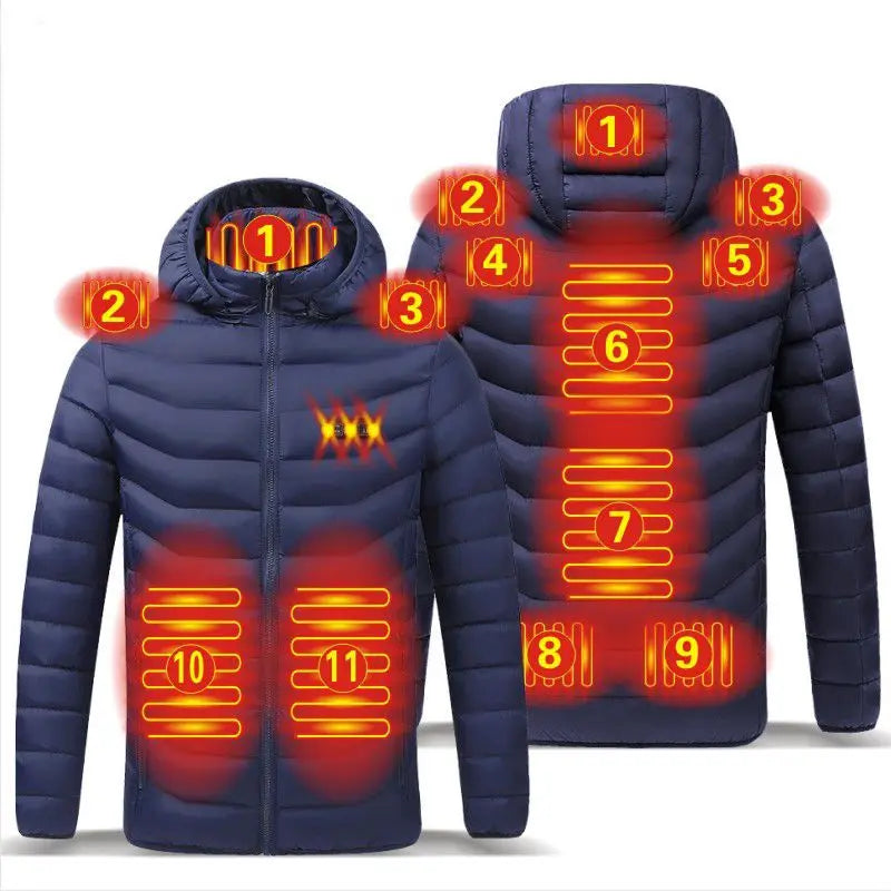 Men Heated Hooded Winter Parka