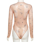 Women Slim Print Party Bodysuit
