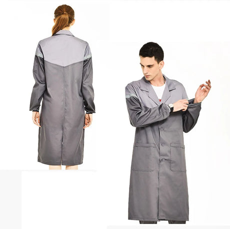 Workshop coverall in gray, unisex design, featuring lightweight, wear-resistant fabric for utility and safety.