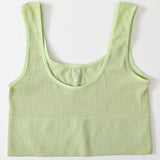 RibSculpt™ seamless ribbed camisole in light green, designed for women's fitness and casual wear.