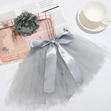 Gray infant tutu skirt with satin ribbon for baby girl photography accessories.
