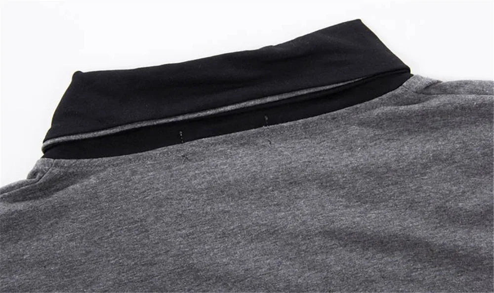 Men's Plus Size Patchwork V Neck T-Shirt – Black