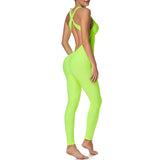 GymHalo™ – Backless Halter Skinny Jumpsuit (Fitness-Focused, Breathable & Bold)