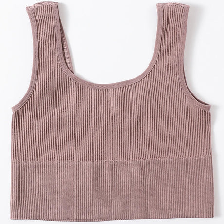 RibSculpt™ seamless ribbed camisole in mauve, designed for women, perfect for fitness and casual wear.