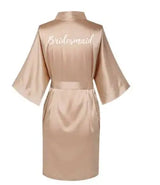 Rose gold satin silk robe for bridesmaids with elegant embroidery, perfect for bridal parties and special occasions.
