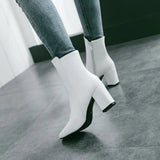 Women Side Zipper Mid-Heel Ankle Boots – Winter Casual Shoes