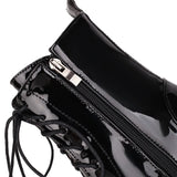 Women Patent Leather Platform Ankle Boots – High Heel Autumn Winter