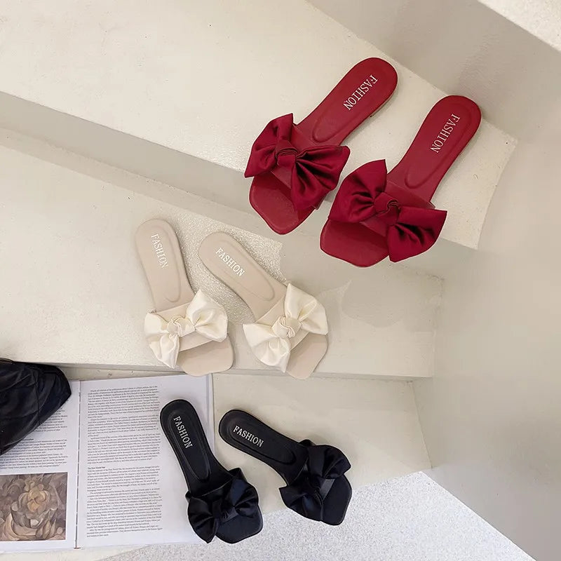 Bow Platform Flat Slippers – Summer 2025