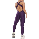 GymHalo™ – Backless Halter Skinny Jumpsuit (Fitness-Focused, Breathable & Bold)