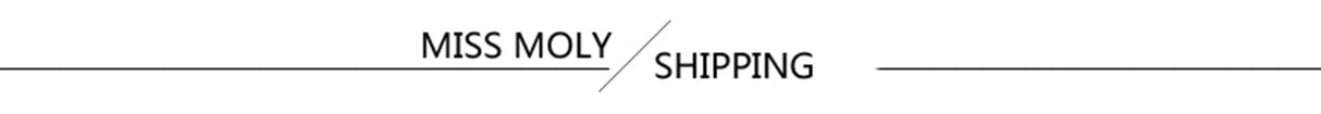 Miss Moly logo with shipping information in a stylish font over a clean background.