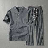 Men's Plus Size Linen Tracksuit Set