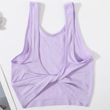 DeepVibe™ seamless ribbed crop top in lavender, perfect for streetwear style and casual outings.