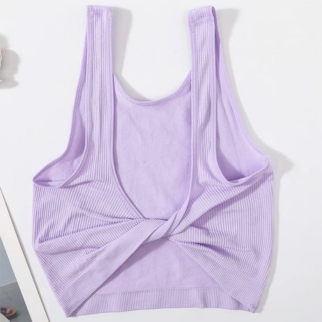 DeepVibe™ seamless ribbed crop top in lavender, perfect for streetwear style and casual outings.