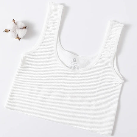 RibSculpt™ seamless ribbed camisole in white, ideal for fitness and summer wear.
