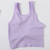 DeepVibe™ Seamless Deep V Ribbed Crop Top in lavender color for women, ideal streetwear camisole.