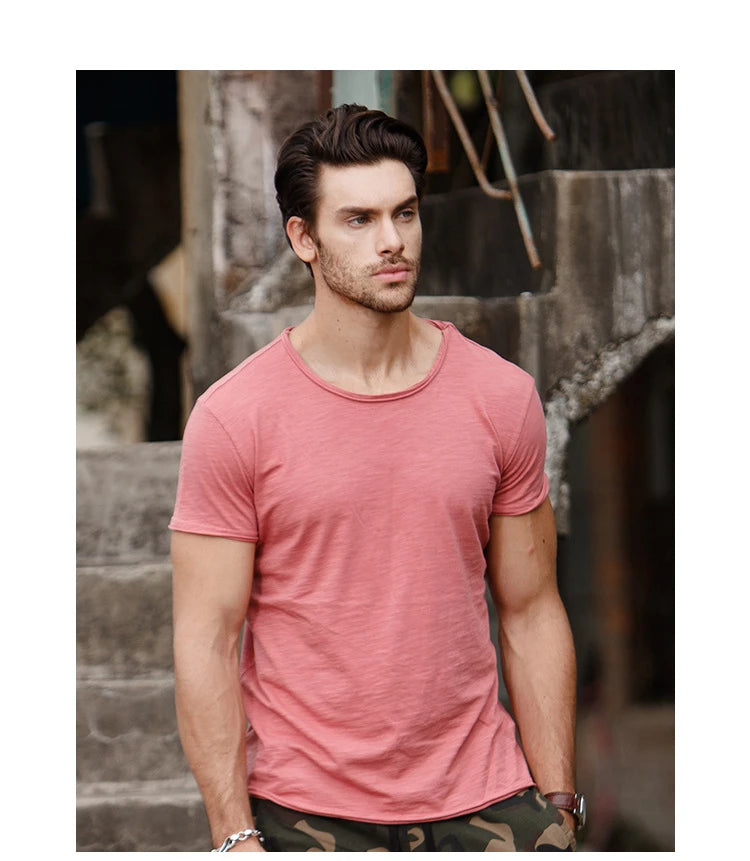 Men Cotton O-Neck Summer T-Shirt