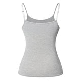 ShapeEase™ adjustable strap gray camisole with built-in shelf bra for comfort and style.