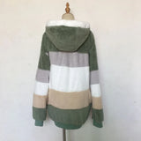 Warm Plush Patchwork Hooded Winter Coat